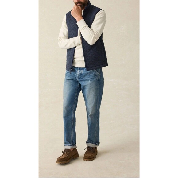 Faherty Men’s XXL Vest Epic Quilted Fleece Nym-Navy Blue Melange Full Zip NWT - Picture 2 of 10